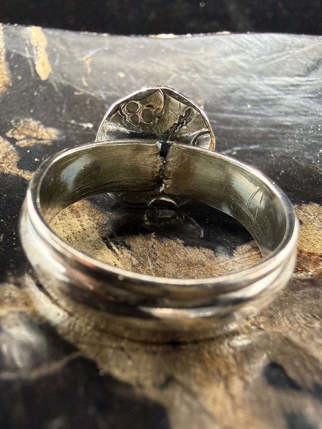 Labradorite Halo Boyfriend Ring