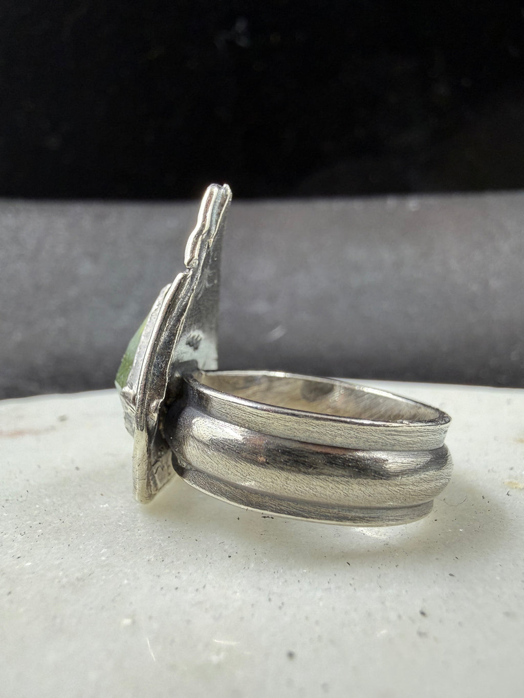 Peridot Shield Ring