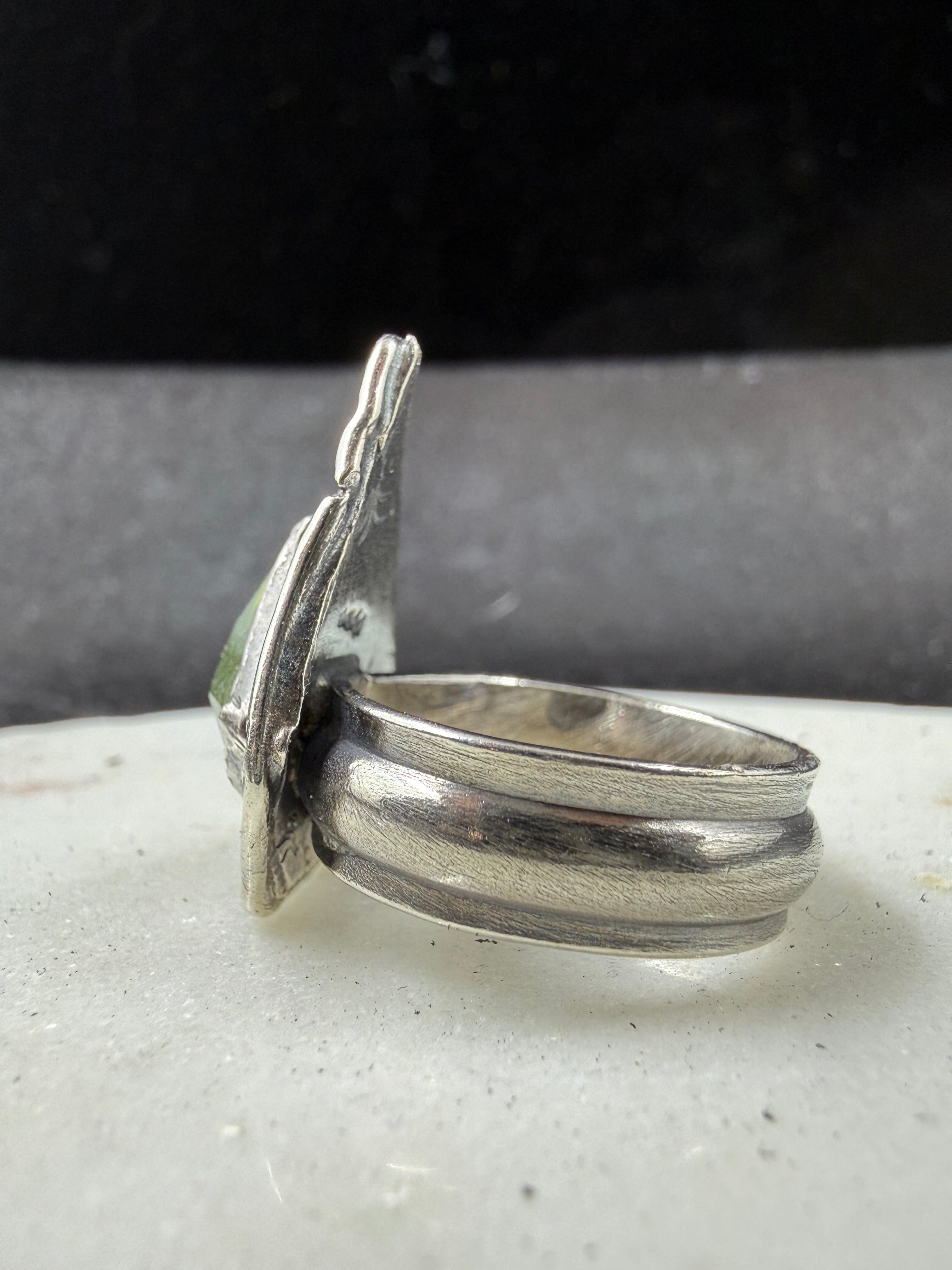 Peridot Shield Ring